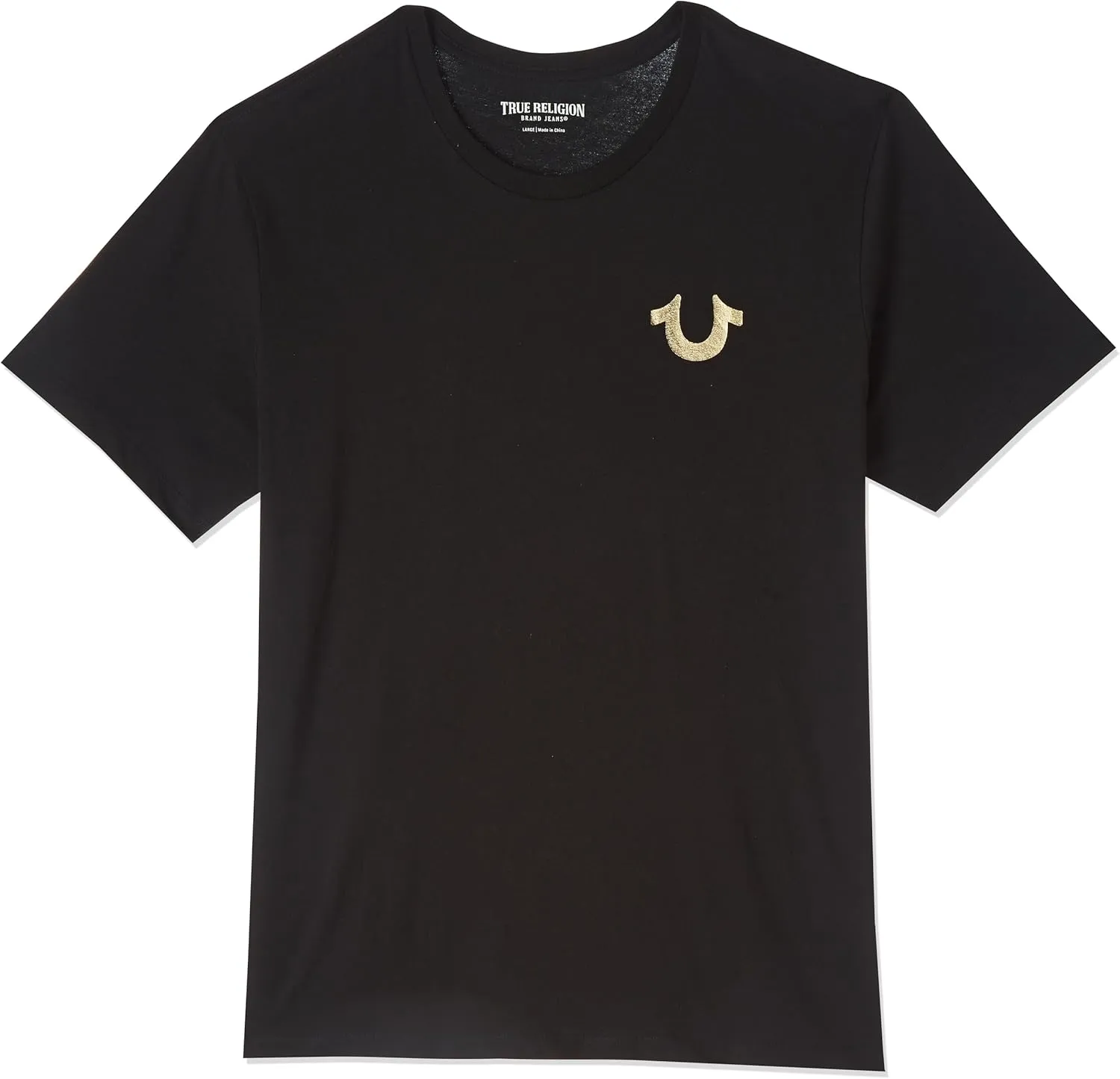 True Religion Men's Big Buddha Metallic Short Sleeve Tee, Black, XXXL