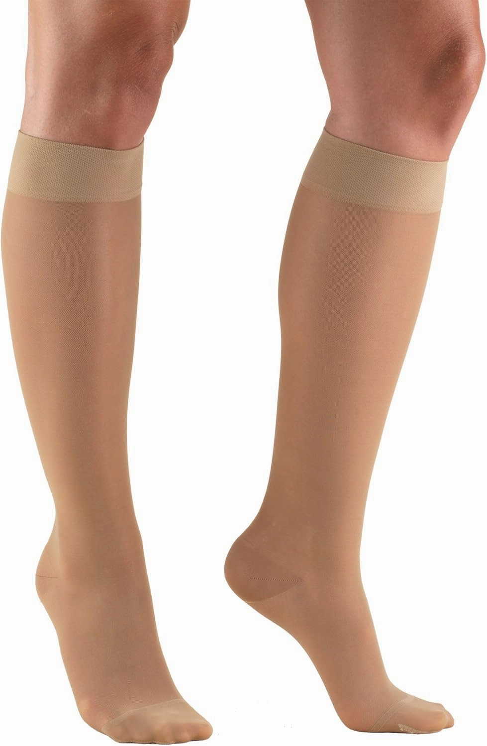 Truform Sheer Compression Stockings, 15-20 mmHg, Women's Knee High Length, 20 Denier, Light Beige, Medium