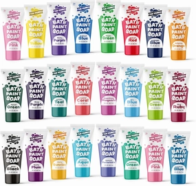 Tub Works® Bath Paint Soap Bath Toy, 24 Pack | Non-Toxic, Washable Bath Paint for Finger Painting in the Tub | Ideal Toddler Bath Toys for Creative Play | Classic & Pastel Bath Colors for Kids Bath