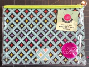 Tula Pink Stargazer Trifecta Medium Clear Project Bag 14" x 10" with Zipper Top for Sewing, Quilting, Crafts and More