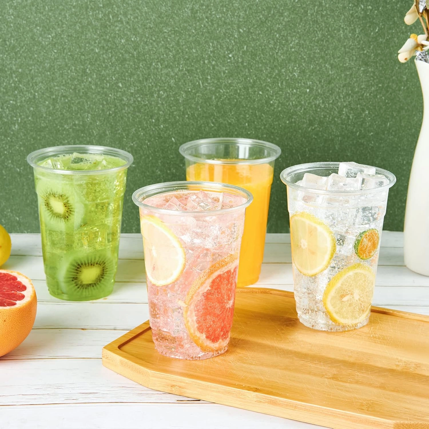 Turbo Bee 200Pack 16oz Disposable Plastic Cups,PET Crystal Plastic Water Party Cups,Clear Disposable Drinking Cups Ideal for Home, Office, Bars, Weddings,Anniversary, Parties