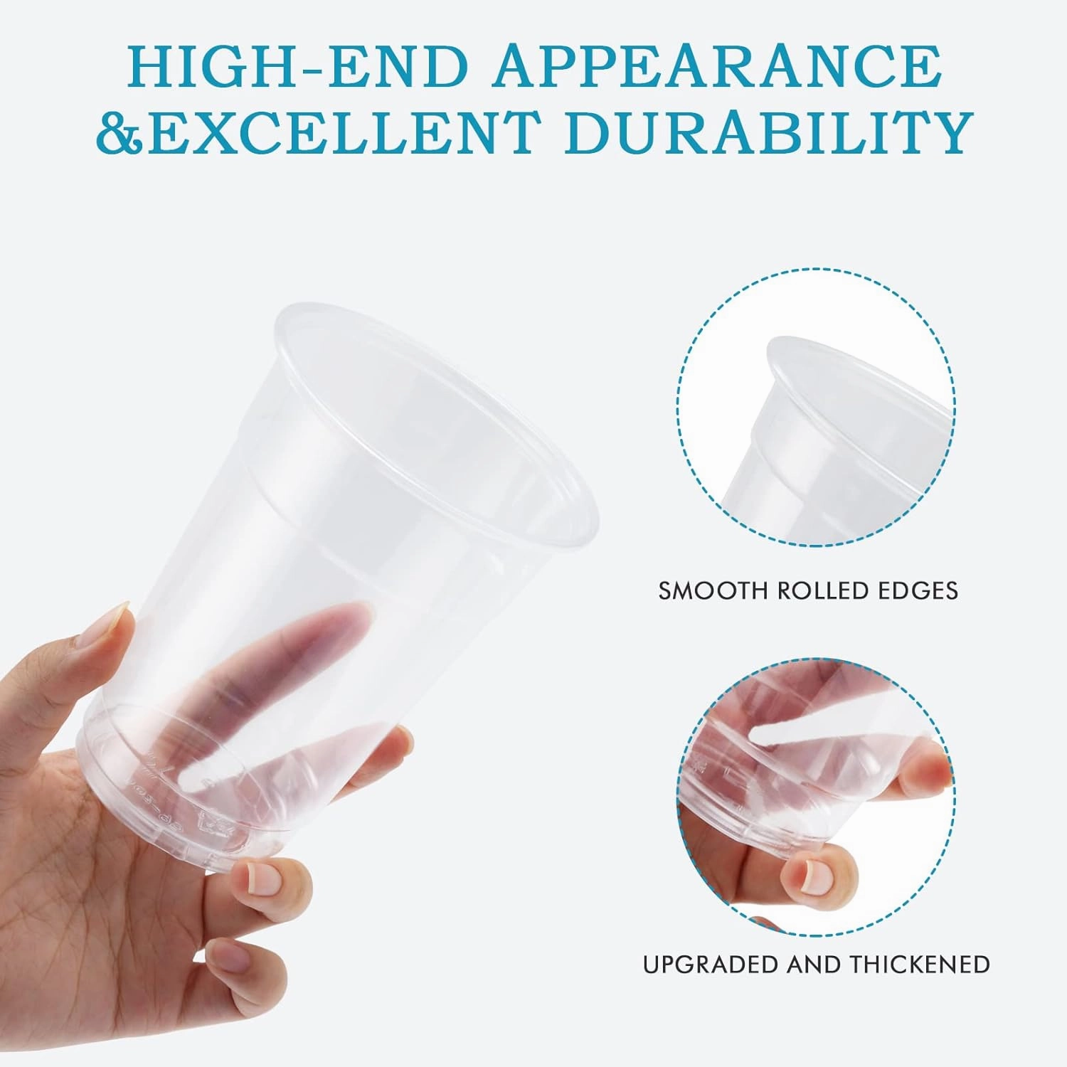 Turbo Bee 200Pack 16oz Disposable Plastic Cups,PET Crystal Plastic Water Party Cups,Clear Disposable Drinking Cups Ideal for Home, Office, Bars, Weddings,Anniversary, Parties