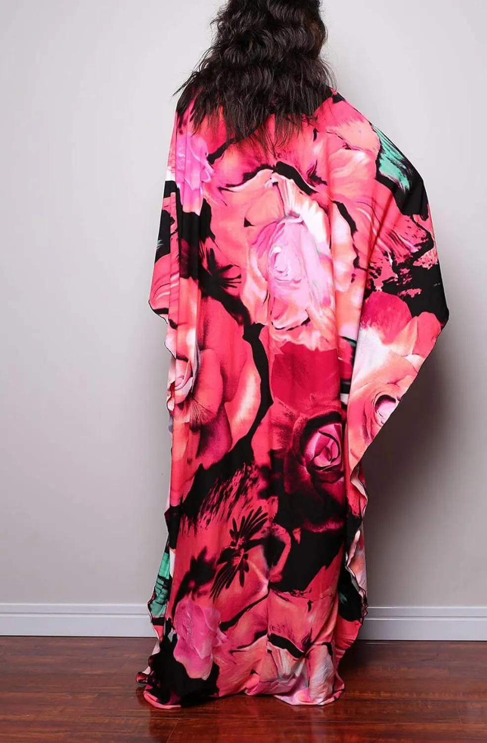 Turkish Silk Caftans - Wrinkle Resistant Ethnic & Floral Print Over-Sized Kaftans for Women - Lounge Wear 8693