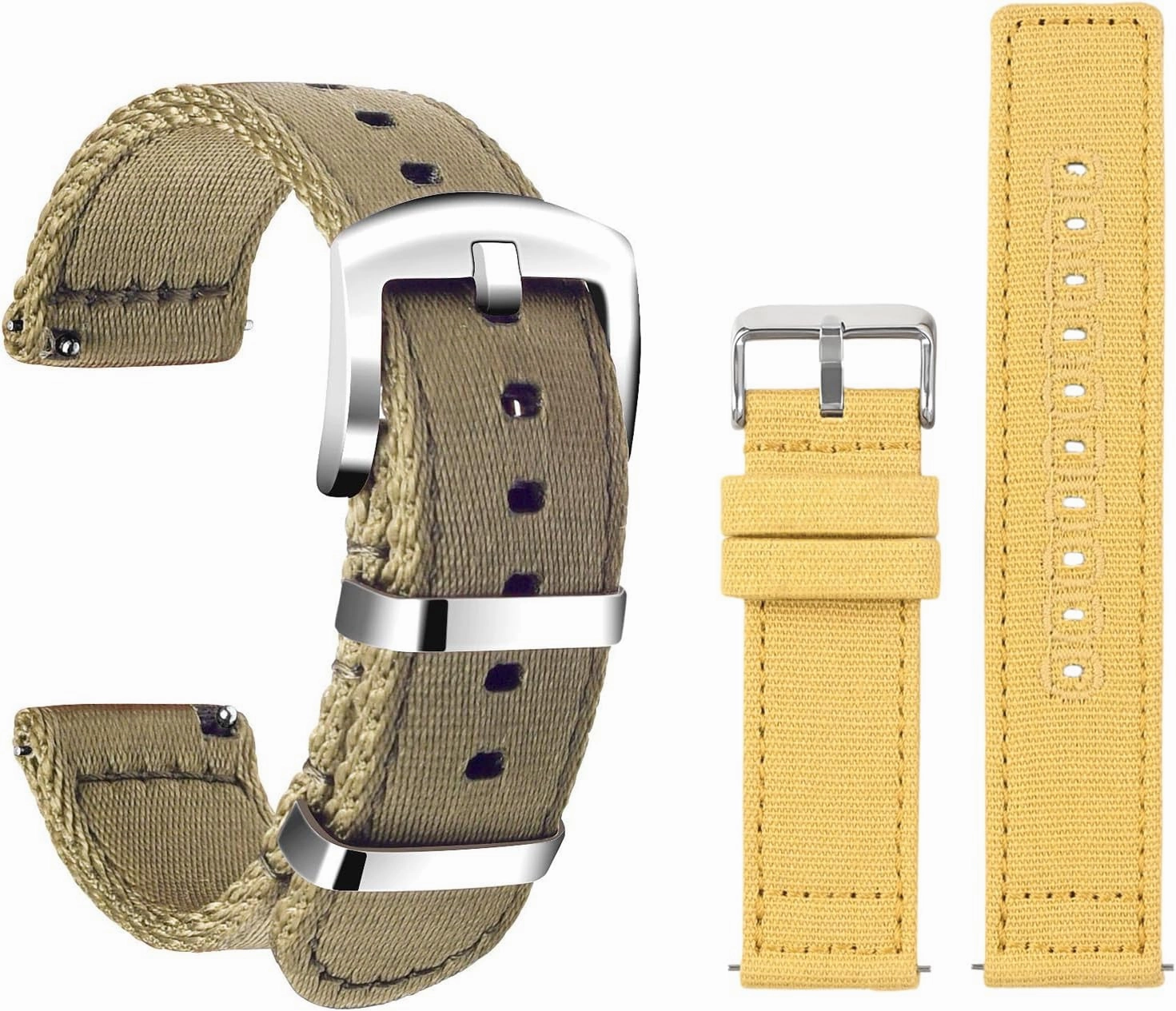 ULLCHRO 2 Packs Nylon Watch Strap & Canvas Watch Band for Men Women Quick Release Replacement Watch Bracelet with Silver Buckle