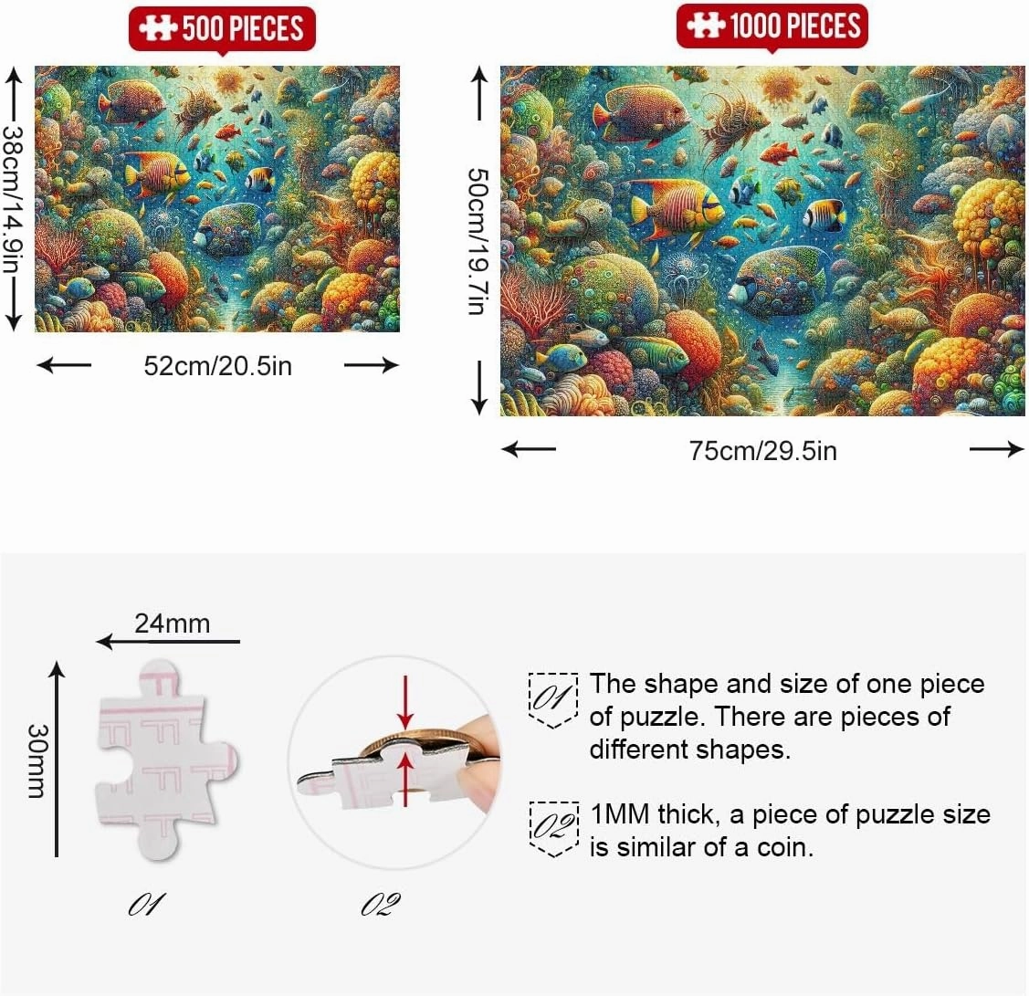 Underwater Fishes Jigsaw Puzzle 500 Piece Jigsaw Puzzle Puzzle Game Home Wall Artwork Fun Family Activity