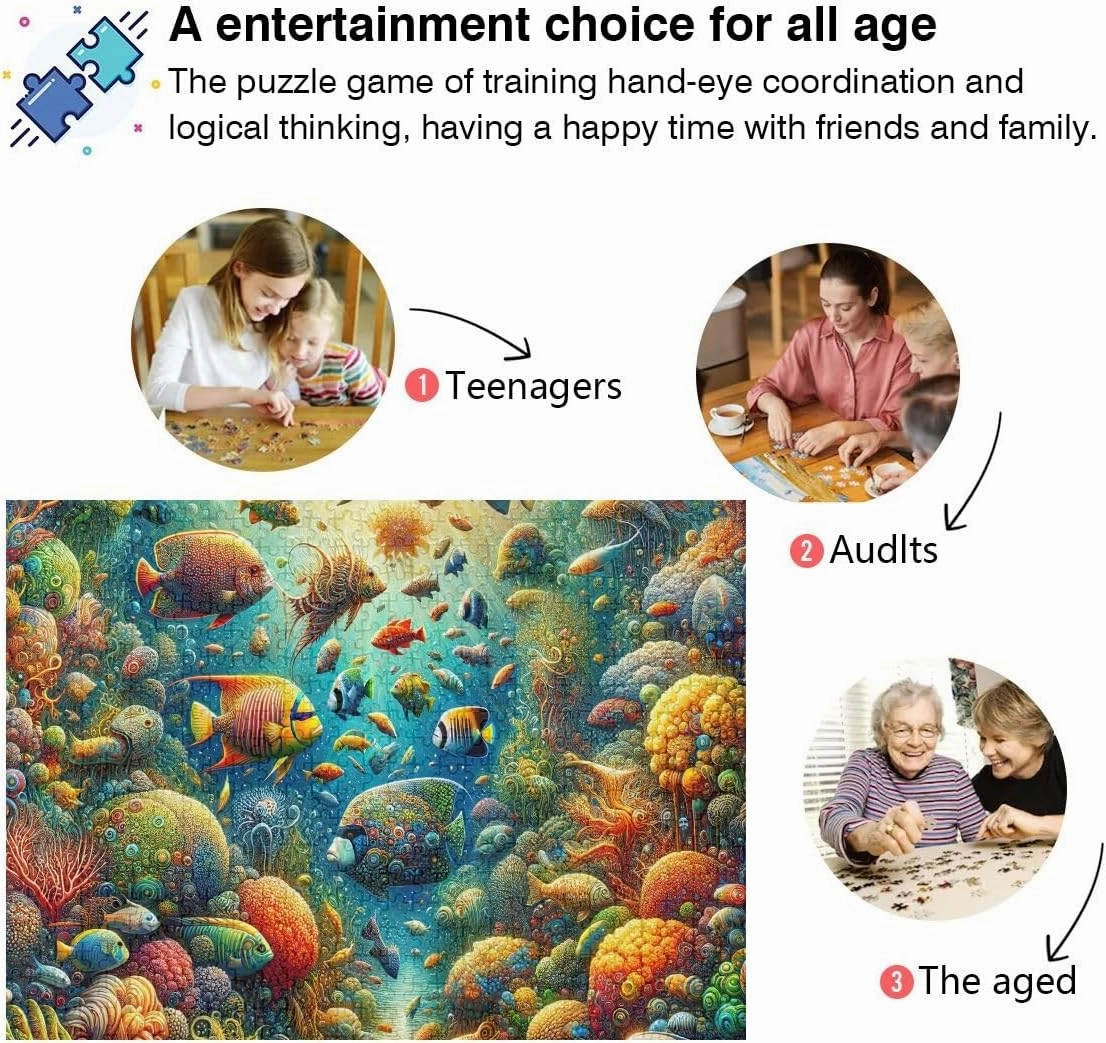 Underwater Fishes Jigsaw Puzzle 500 Piece Jigsaw Puzzle Puzzle Game Home Wall Artwork Fun Family Activity