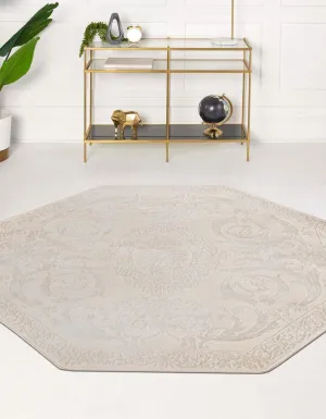 Unique Loom Finsbury Collection Area Rug - Diana (5' 3" Octagon, Ivory/ Beige)