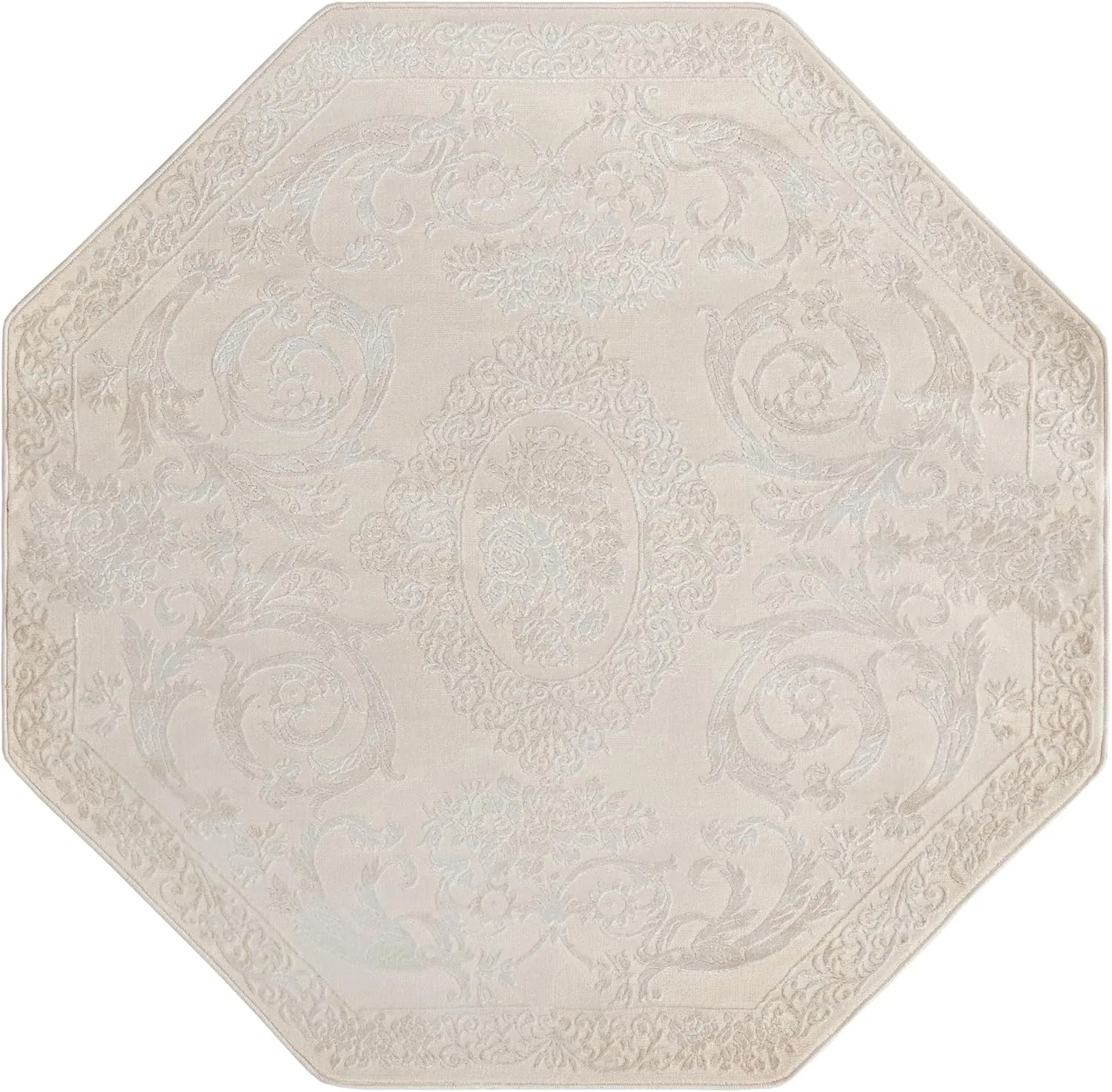 Unique Loom Finsbury Collection Area Rug - Diana (5' 3" Octagon, Ivory/ Beige)