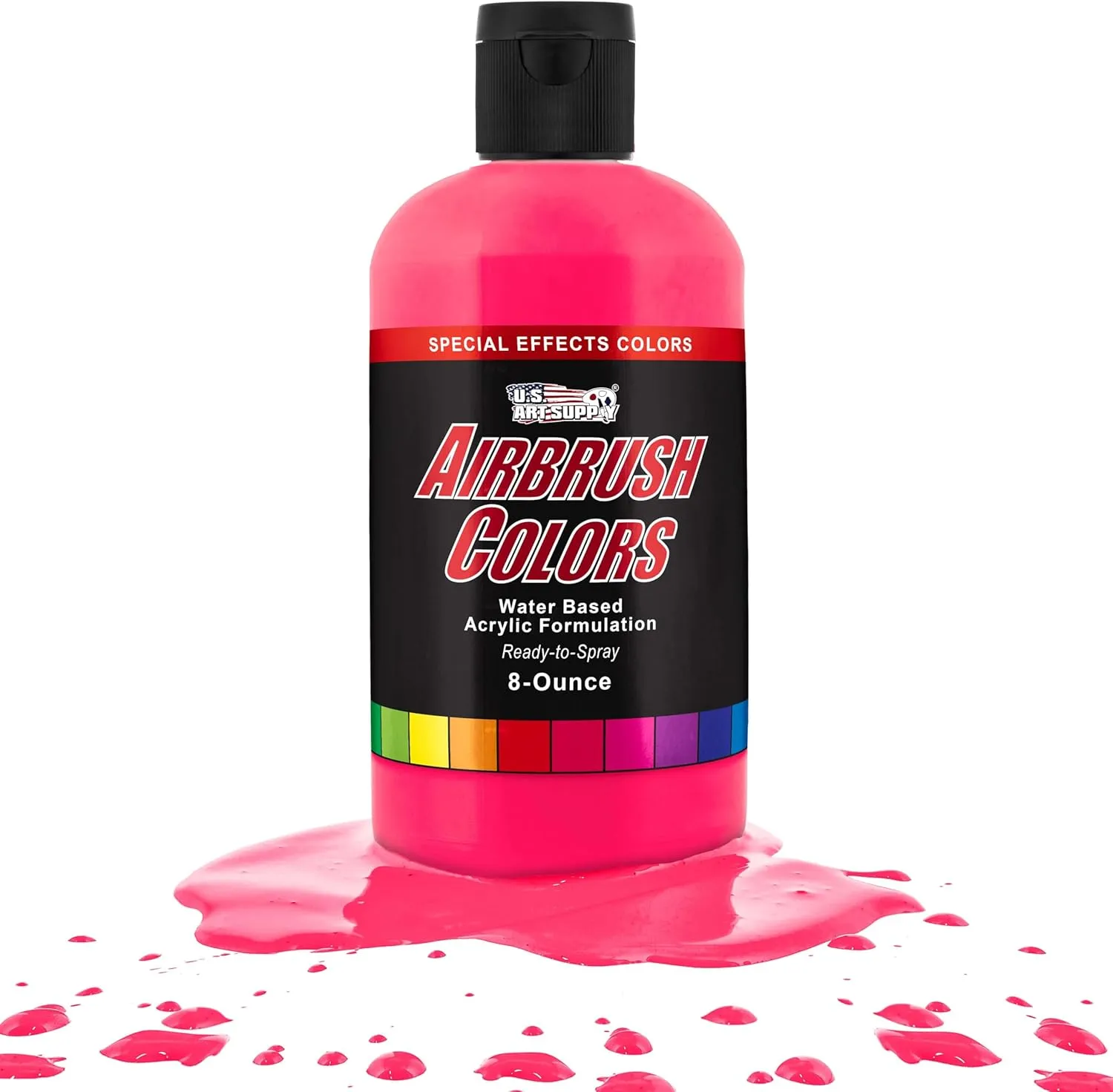 U.S. Art Supply Ready to Spray Neon Pink Special Effects Acrylic Airbrush Paint - 8oz Bottle, Professional Grade Non-Toxic Water-Based Colors for Vibrant & Permanent Results