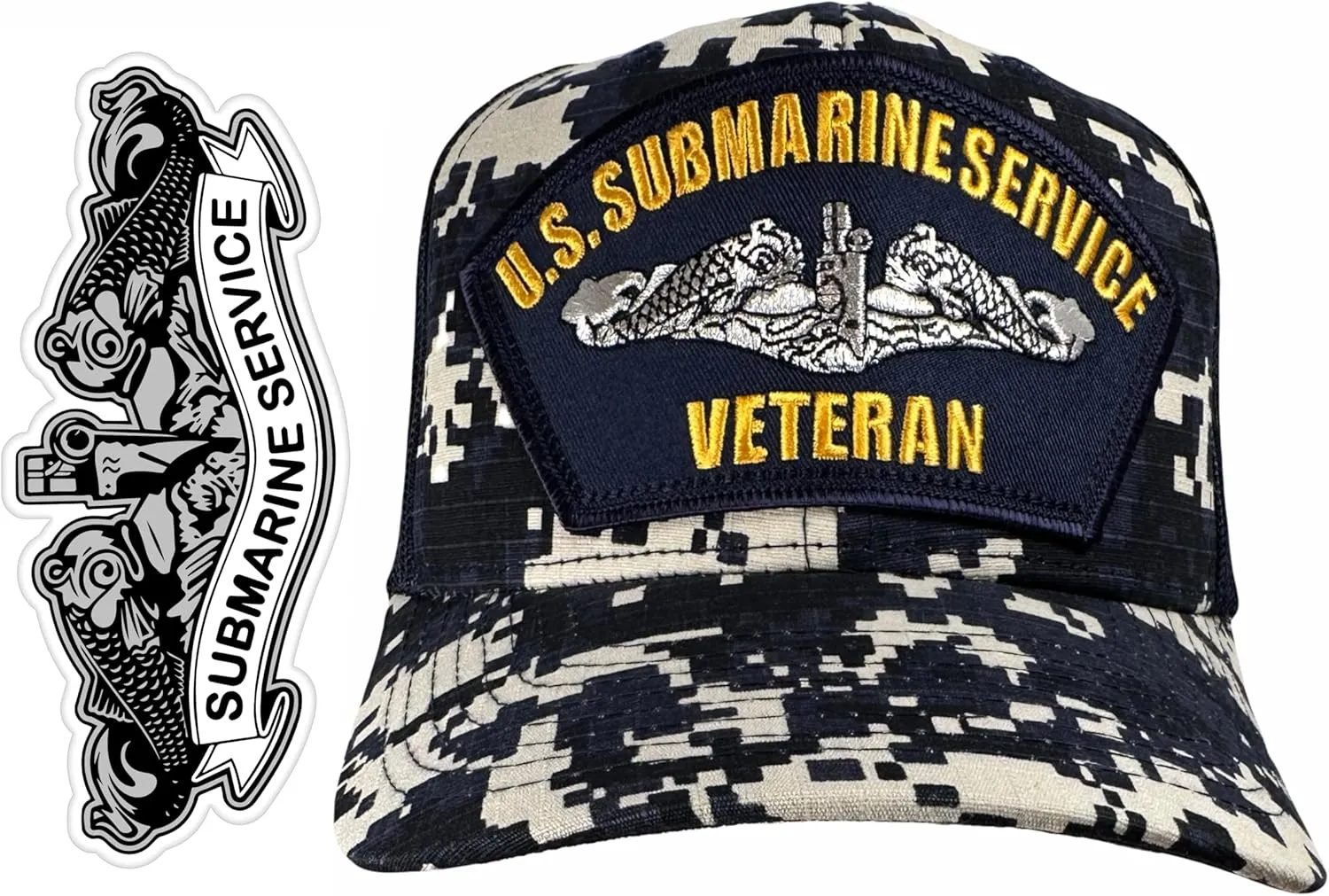 U.S. Submarine Service Veteran Hat Digital Blue with Sticker
