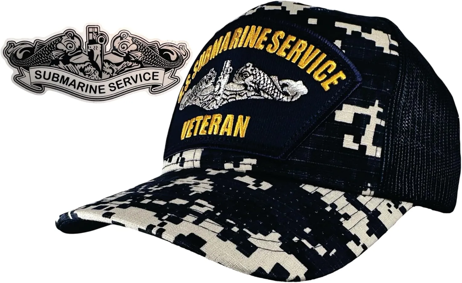 U.S. Submarine Service Veteran Hat Digital Blue with Sticker