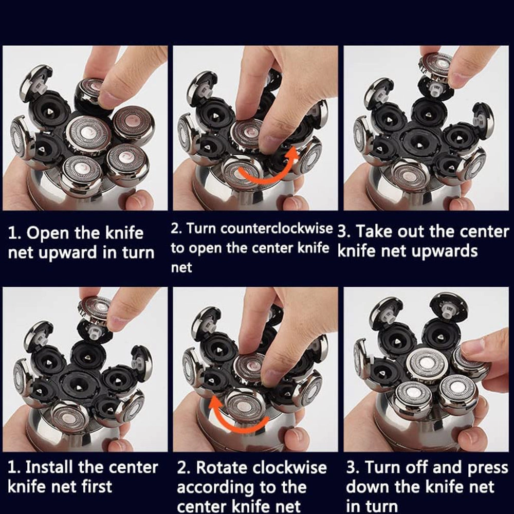 USB Rechargeable 7 Floating Heads Electric Shaver for Men