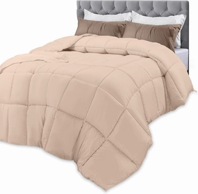 Utopia Bedding Comforters Twin Size, All Season Duvet Insert, Down Alternative Box Stitched Bed Comforter with Corner Tabs, Machine Washable (Beige)