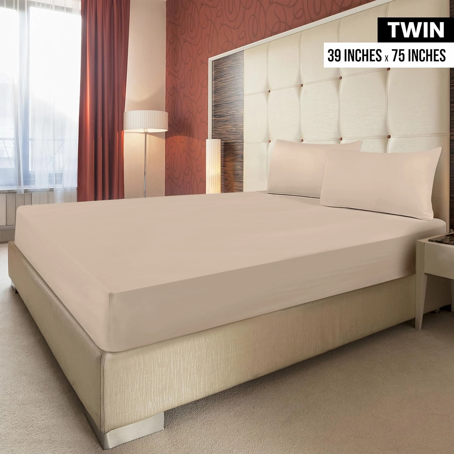 Utopia Bedding Twin Fitted Sheets - Bulk Pack of 6 Bottom Sheets - Soft Brushed Microfiber - Deep Pockets - Shrinkage & Fade Resistant - Easy Care (Beige)