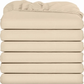 Utopia Bedding Twin Fitted Sheets - Bulk Pack of 6 Bottom Sheets - Soft Brushed Microfiber - Deep Pockets - Shrinkage & Fade Resistant - Easy Care (Beige)