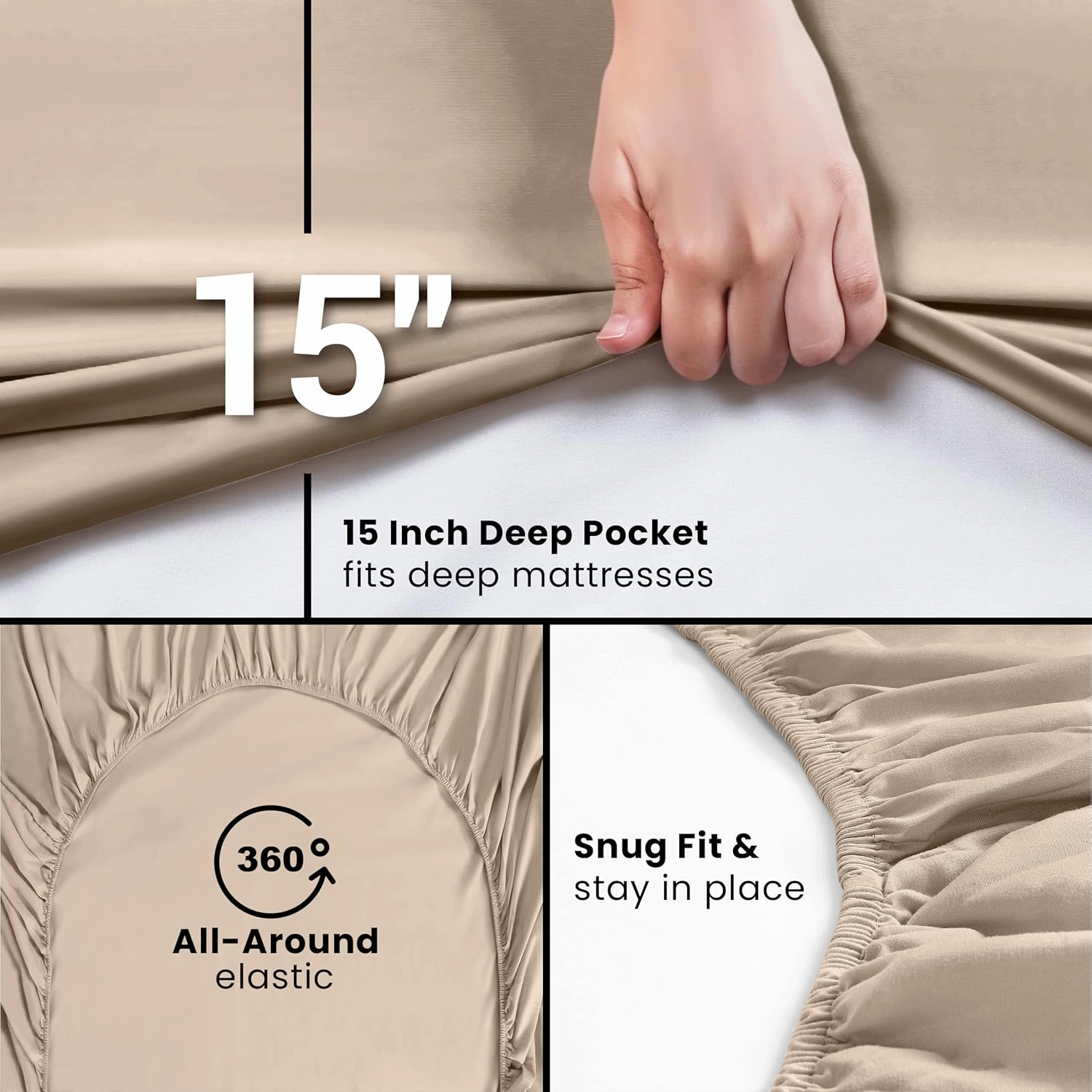 Utopia Bedding Twin Fitted Sheets - Bulk Pack of 6 Bottom Sheets - Soft Brushed Microfiber - Deep Pockets - Shrinkage & Fade Resistant - Easy Care (Beige)