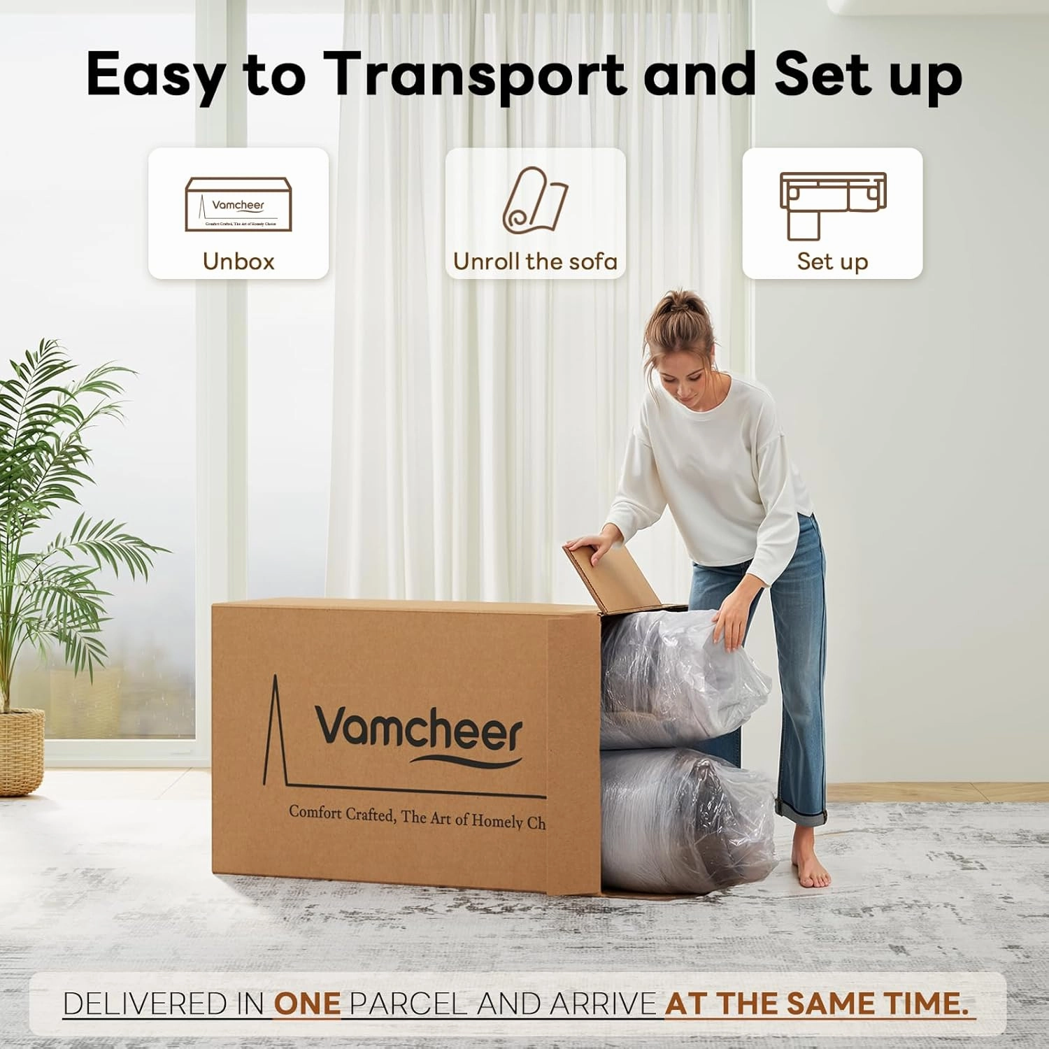 Vamcheer Modular Sectional Sofa with Chaise, Modern L Shaped Cloud Couch with Deep Seat, Sectional Couches for Living Room, Bedroom, Office, No Assembly Required, Green