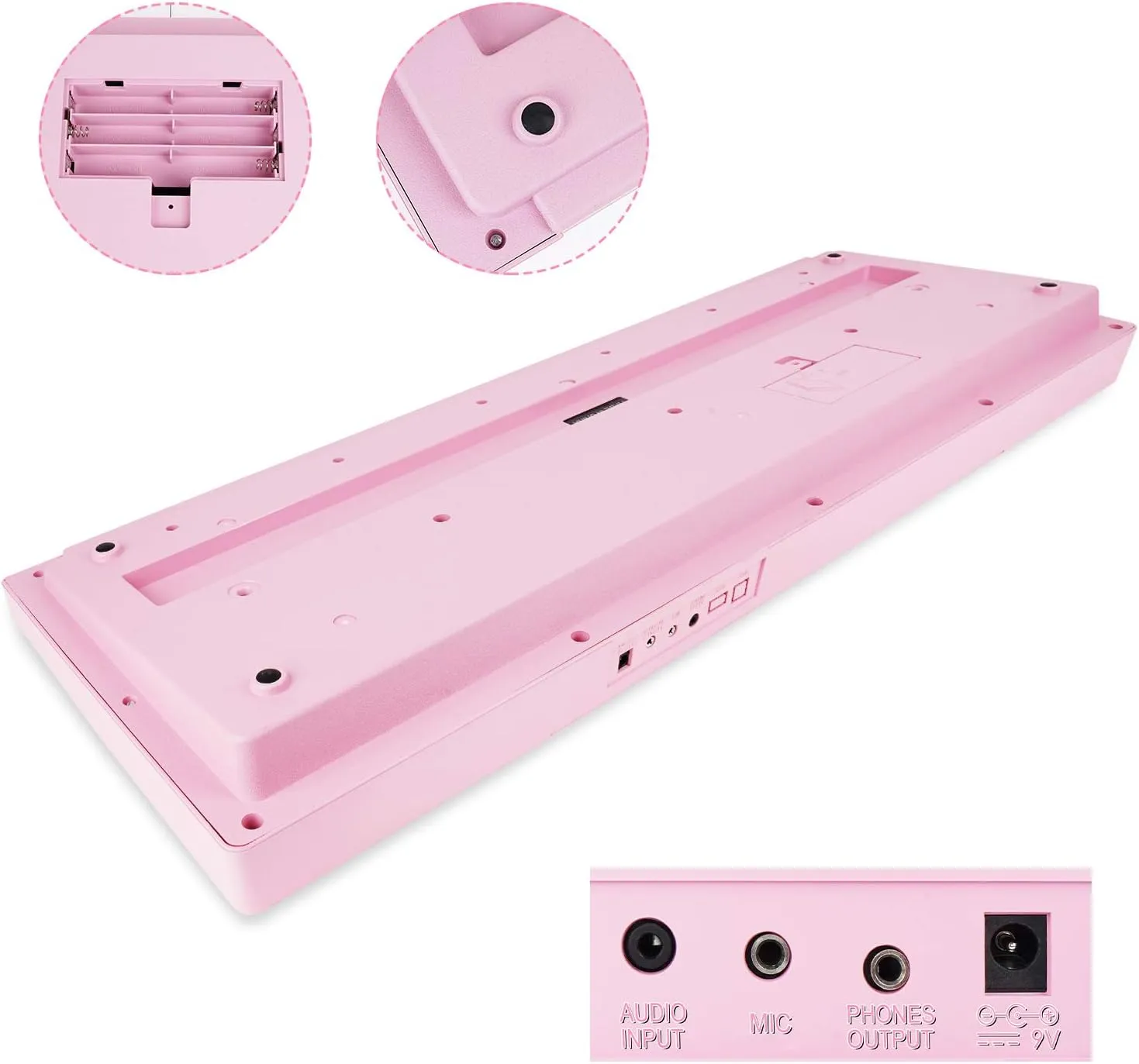 Vangoa VGK610 Piano Keyboard, 61 Mini Keys Portable Music Keyboard for Beginners with Microphone, 3 Teaching Modes, 350 Tones, 350 Rhythms, 30 Demos, Pink