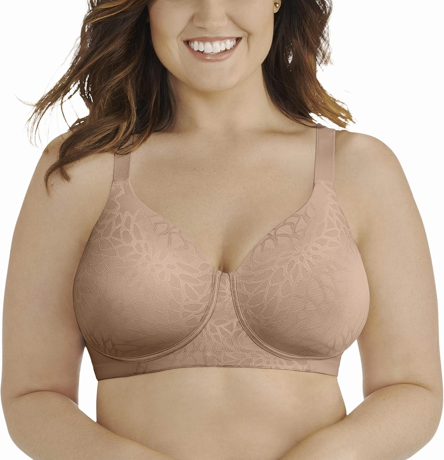Vanity Fair Women's Beauty Back Full Figure Wirefree Bra (71380-Fashion Colors), Honey Beige Lace, 36D