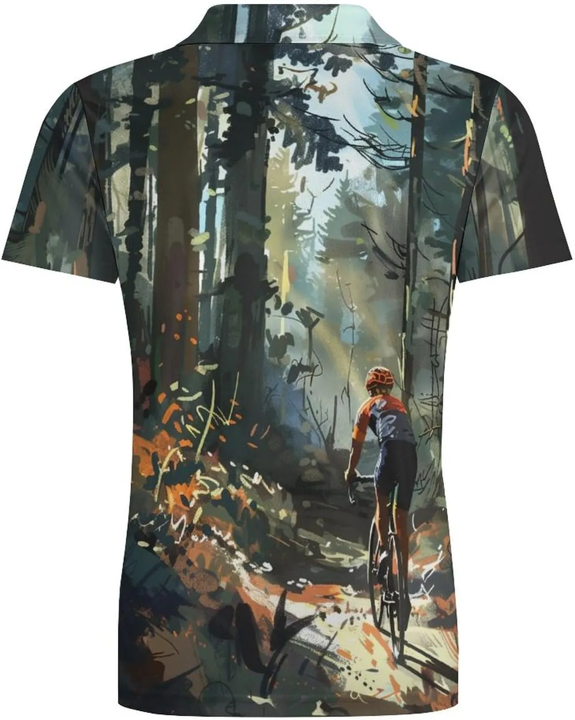 Vibrant Forest Cycling Men's Short Sleeve Polo Shirts Golf Polo Shirt Casual Shirt Lightweight