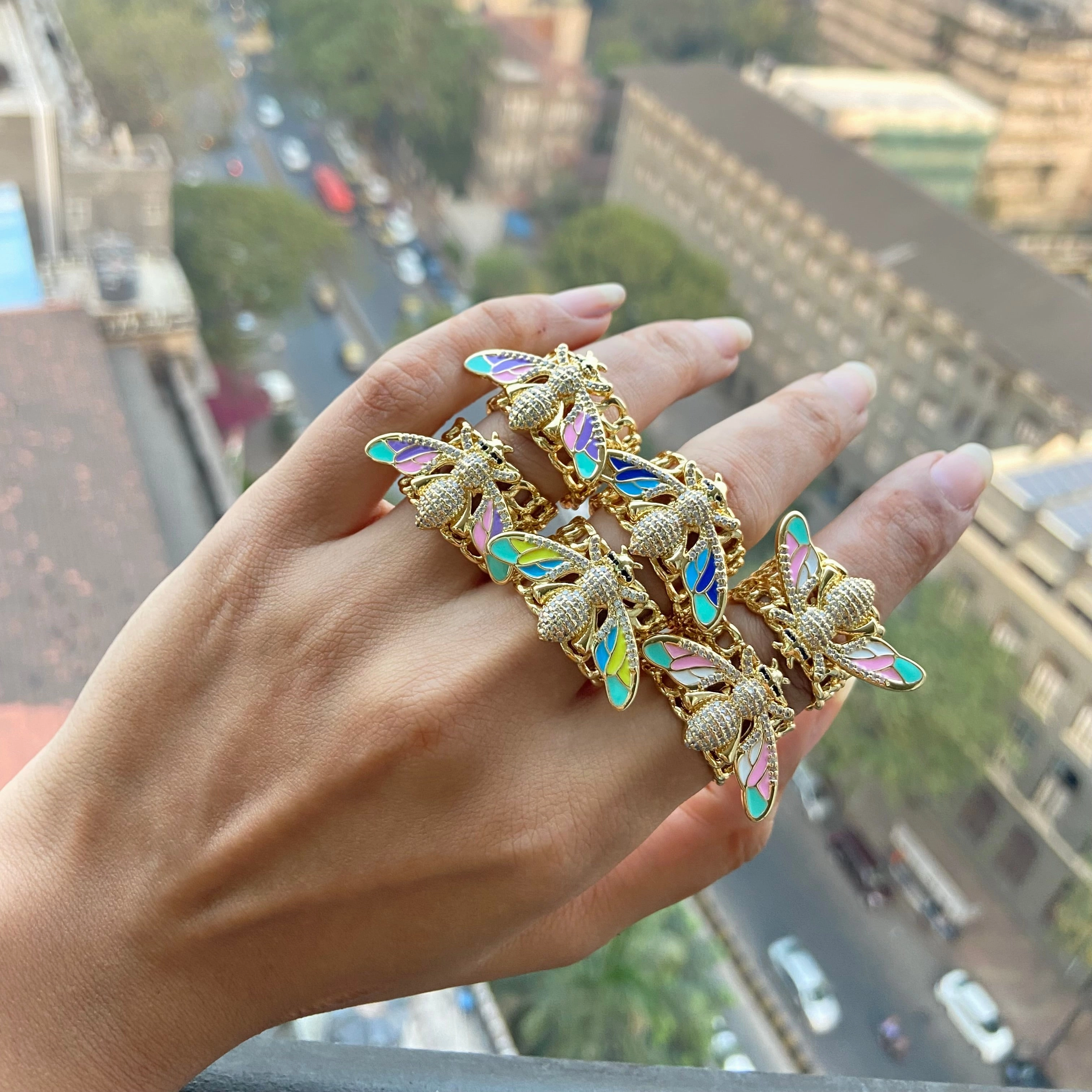 Vibrant Bee Band Rings