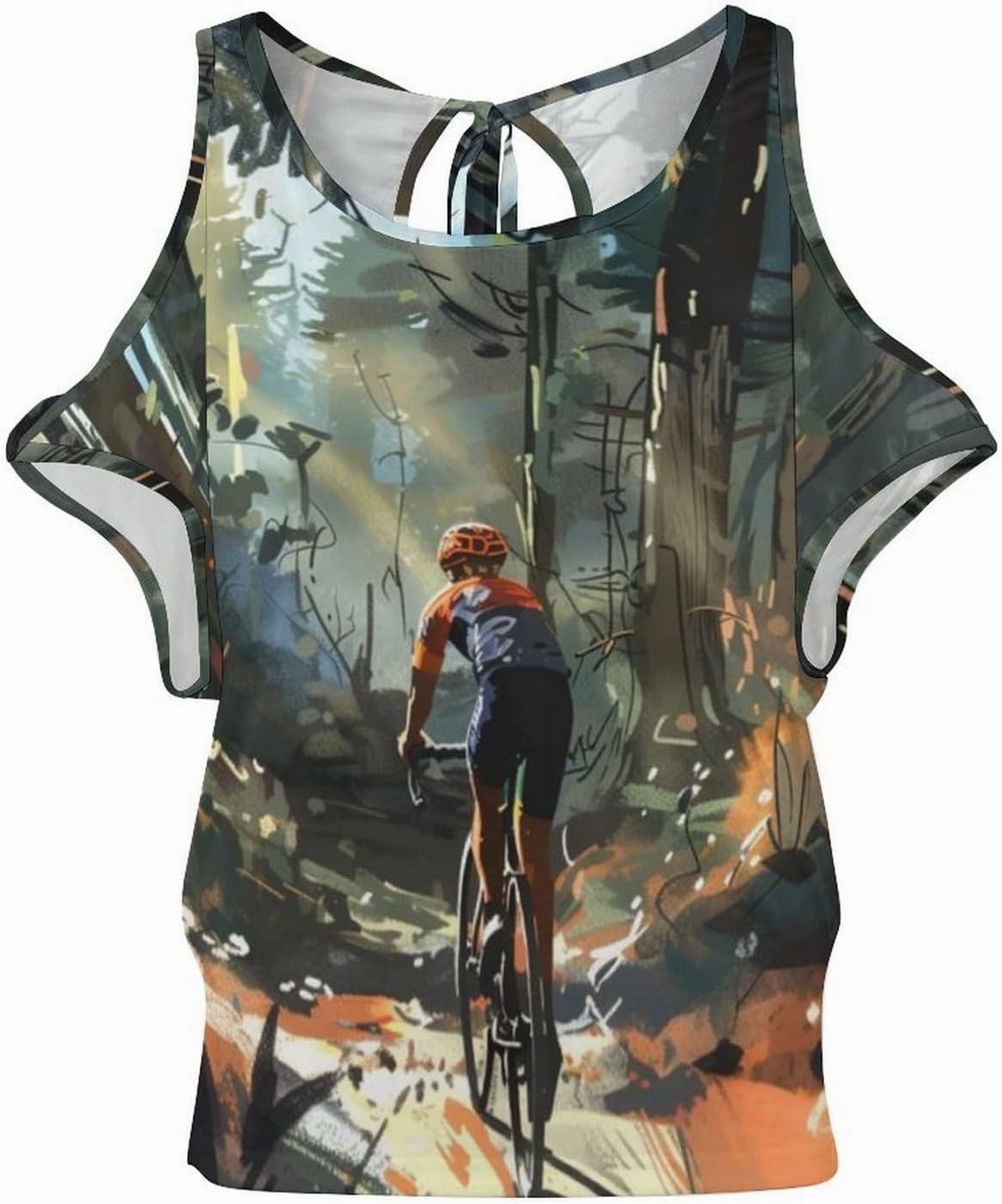 Vibrant Forest Cycling Women’s Summer T Shirts V Neck Casual Cold Shoulder Basic Tops Blouse Shirts