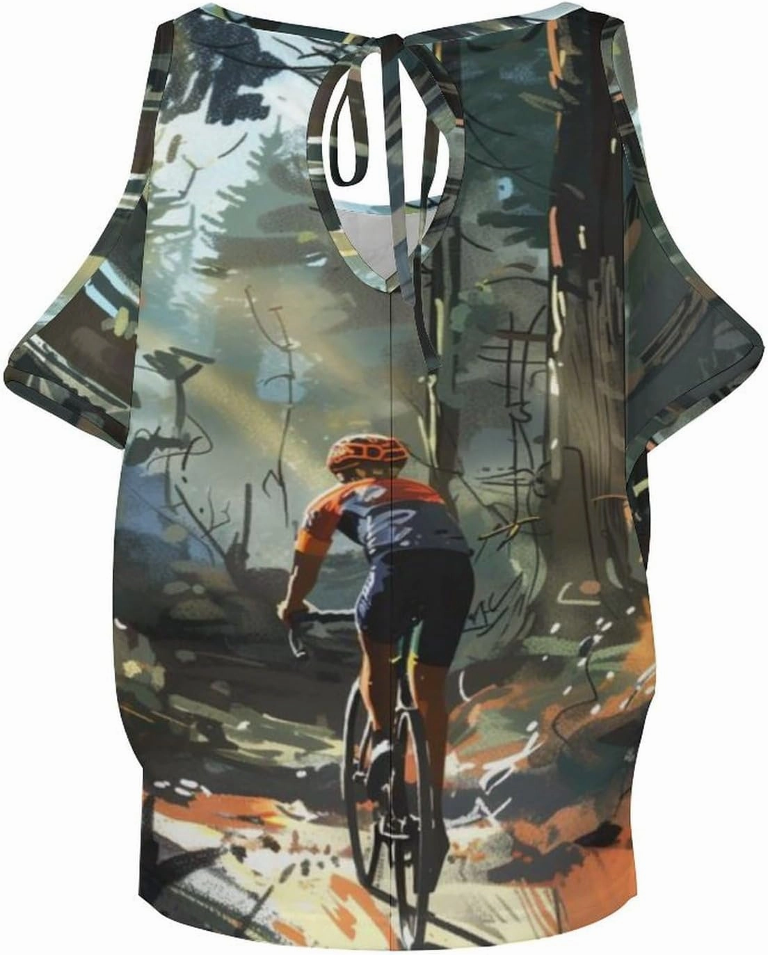 Vibrant Forest Cycling Women’s Summer T Shirts V Neck Casual Cold Shoulder Basic Tops Blouse Shirts