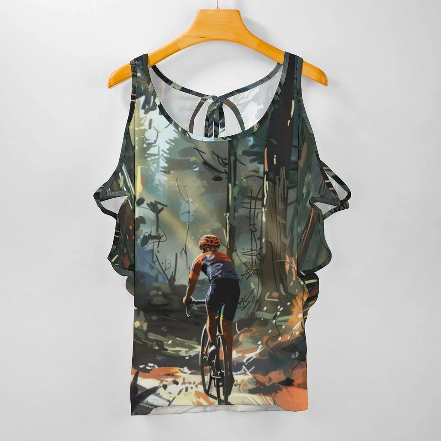 Vibrant Forest Cycling Women’s Summer T Shirts V Neck Casual Cold Shoulder Basic Tops Blouse Shirts