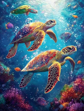 Vibrant Sea Turtle Fish in Summer 1000 Pieces Jigsaw Puzzles for Adults Challenging Entertainment Wooden Puzzle Toys Home Decoration Challenge Puzzle Games Best Gifts for Family,Children,Friends