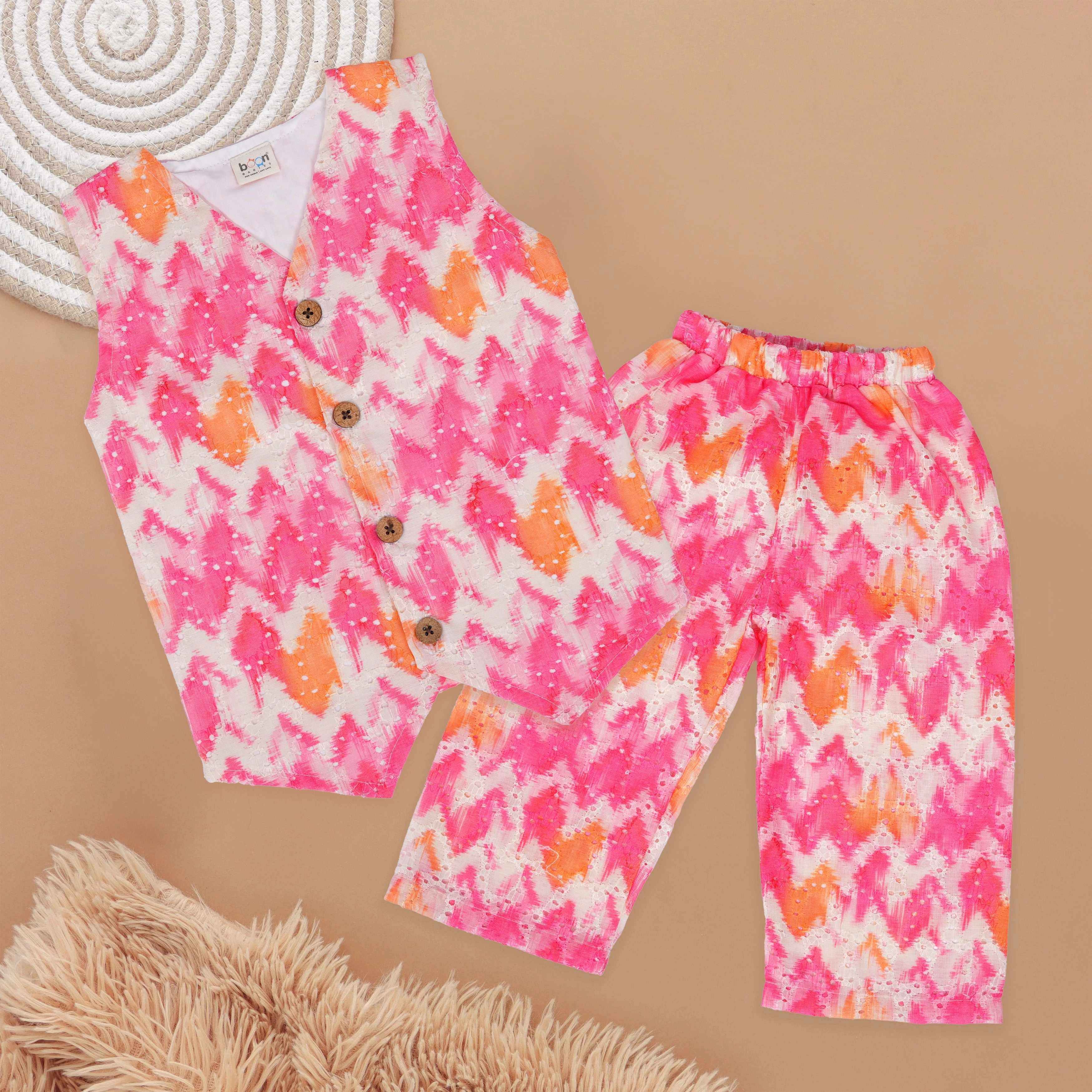 Vibrant Splash Pink Girls' Co-Ord Set
