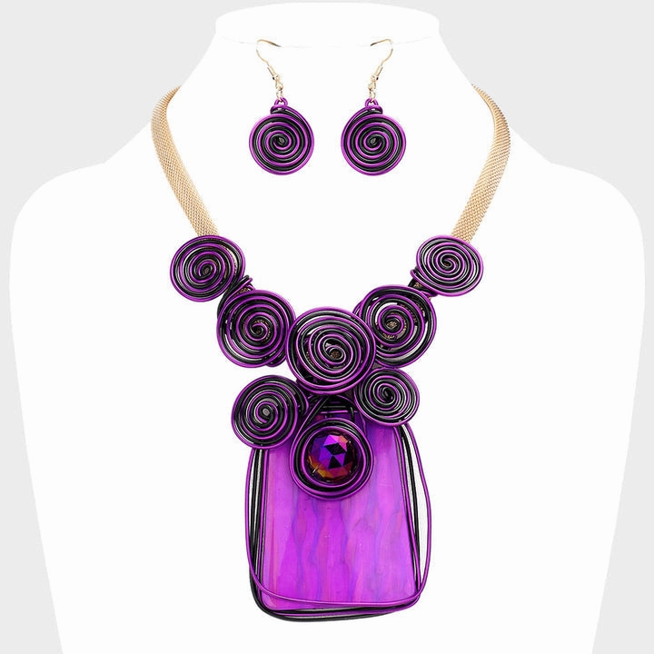 Vibrant Striped Necklace & Earring Set