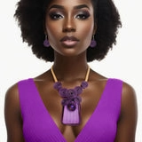 Vibrant Striped Necklace & Earring Set