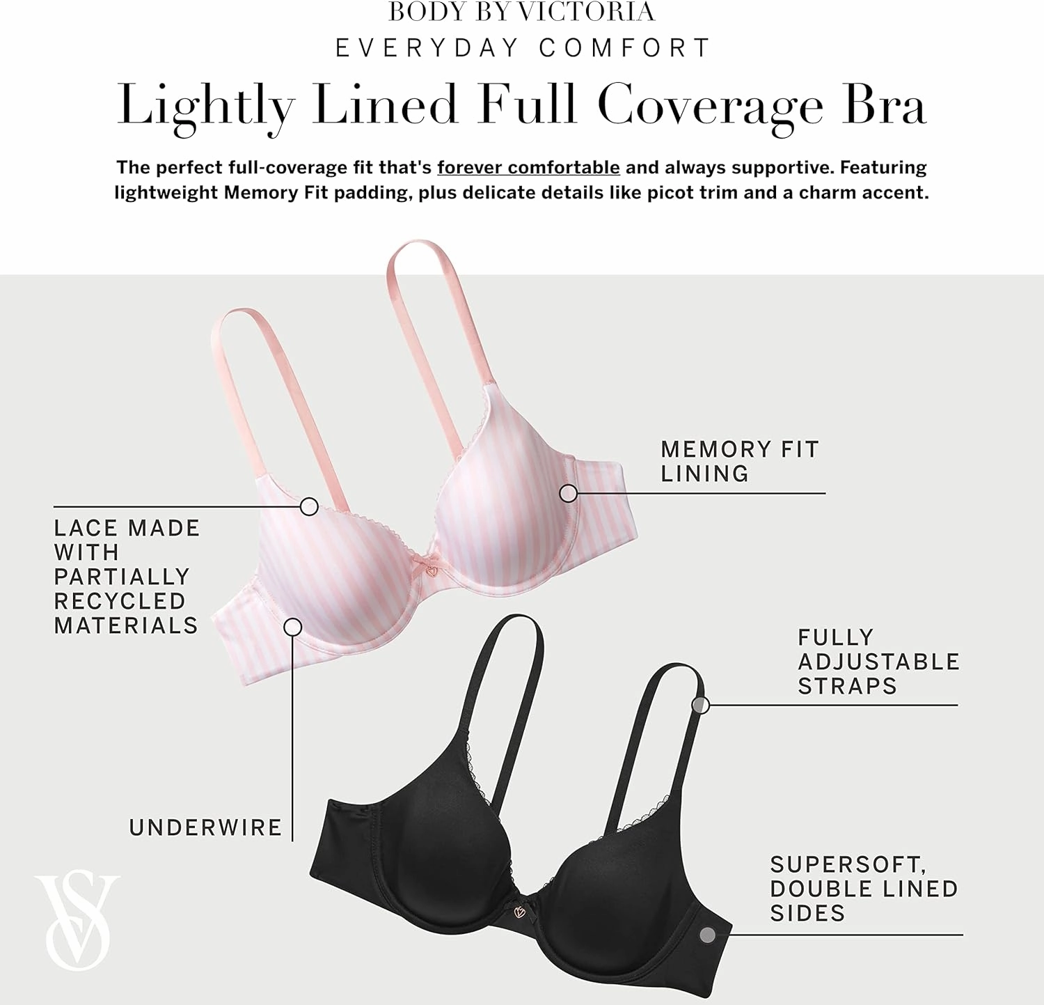 Victoria's Secret Women's Body by Victoria Full Coverage Push Up Bra, Bras for Women (32A-38DDD)