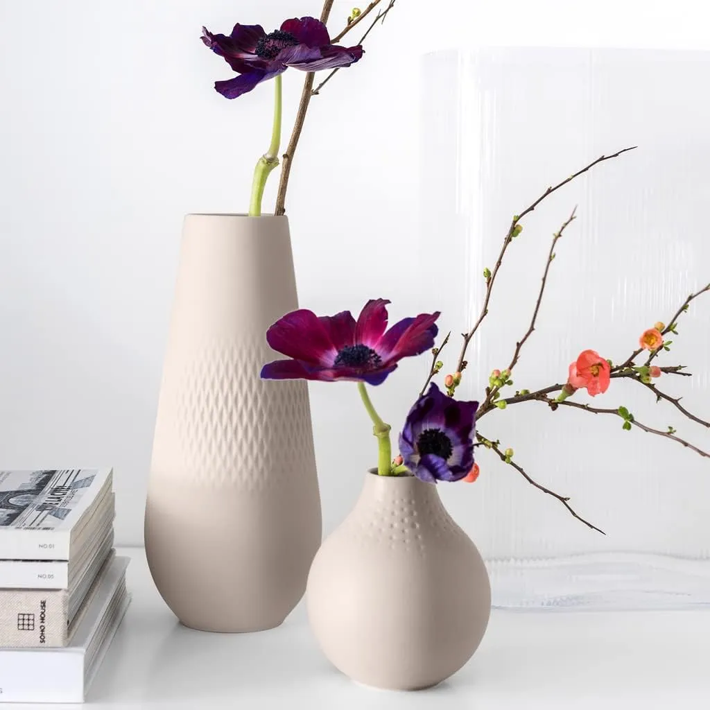 Villeroy & Boch - Manufacture Collier Sand, Tall Vase Carré, 26 cm, Premium Porcelain, Beige