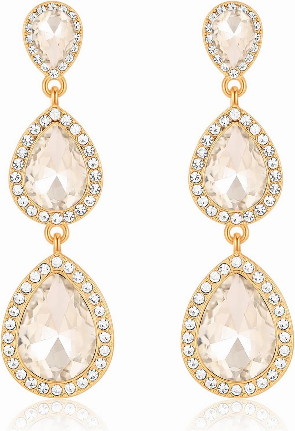 Vintage Rhinestone Teardrop Dangle Earrings Long Dangling Drop Earrings Crystal Chandelier Earrings for Women Wedding Bridal Prom