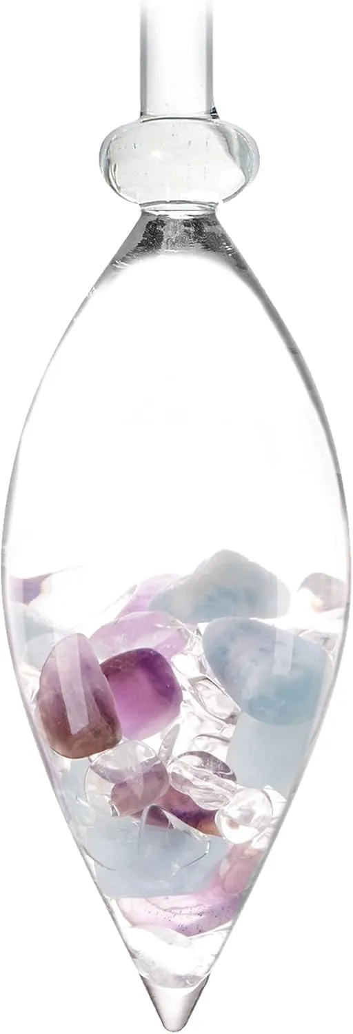 VitaJuwel Gemstone Vial Flower of Life with Amethyst, Aquamarine, Clear Quartz & Flower of Life Ornament