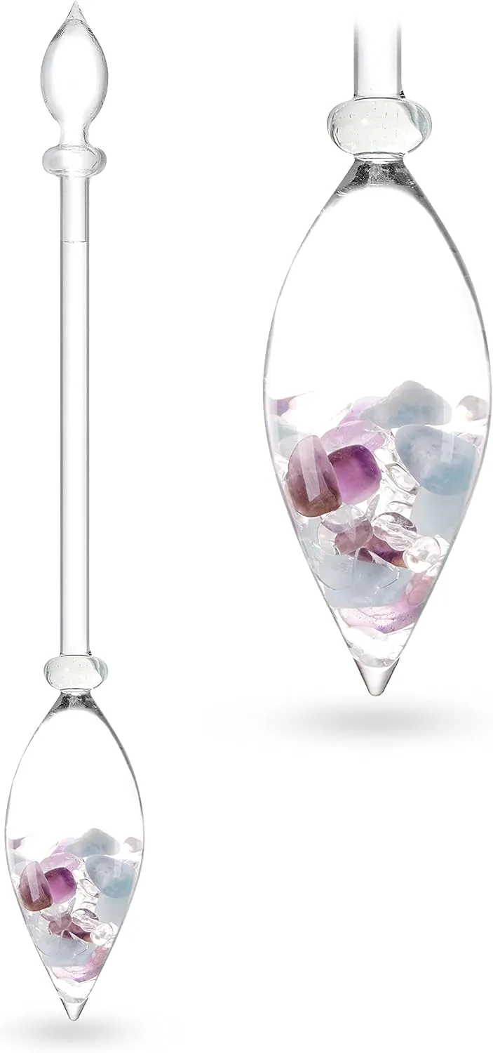 VitaJuwel Gemstone Vial Flower of Life with Amethyst, Aquamarine, Clear Quartz & Flower of Life Ornament