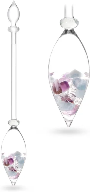 VitaJuwel Gemstone Vial Flower of Life with Amethyst, Aquamarine, Clear Quartz & Flower of Life Ornament