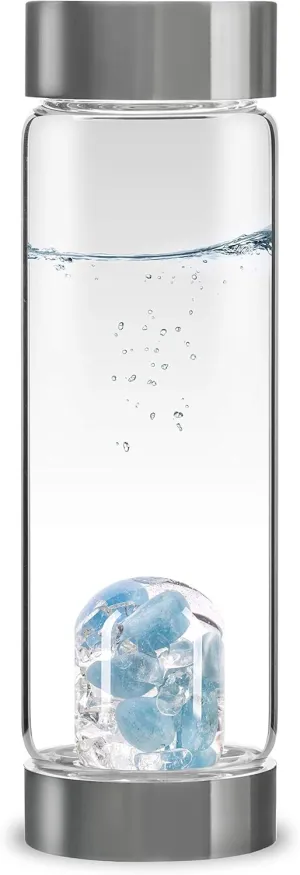 VitaJuwel ViA AQUA | Crystal Water Bottle with Aquamarine & Clear Quartz for Clarity & Calmness