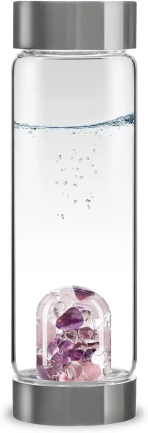 VitaJuwel ViA WELLNESS - Crystal Water Bottle with Amethyst, Rose Quartz & Clear Quartz - Balance, Relaxation & Clarity
