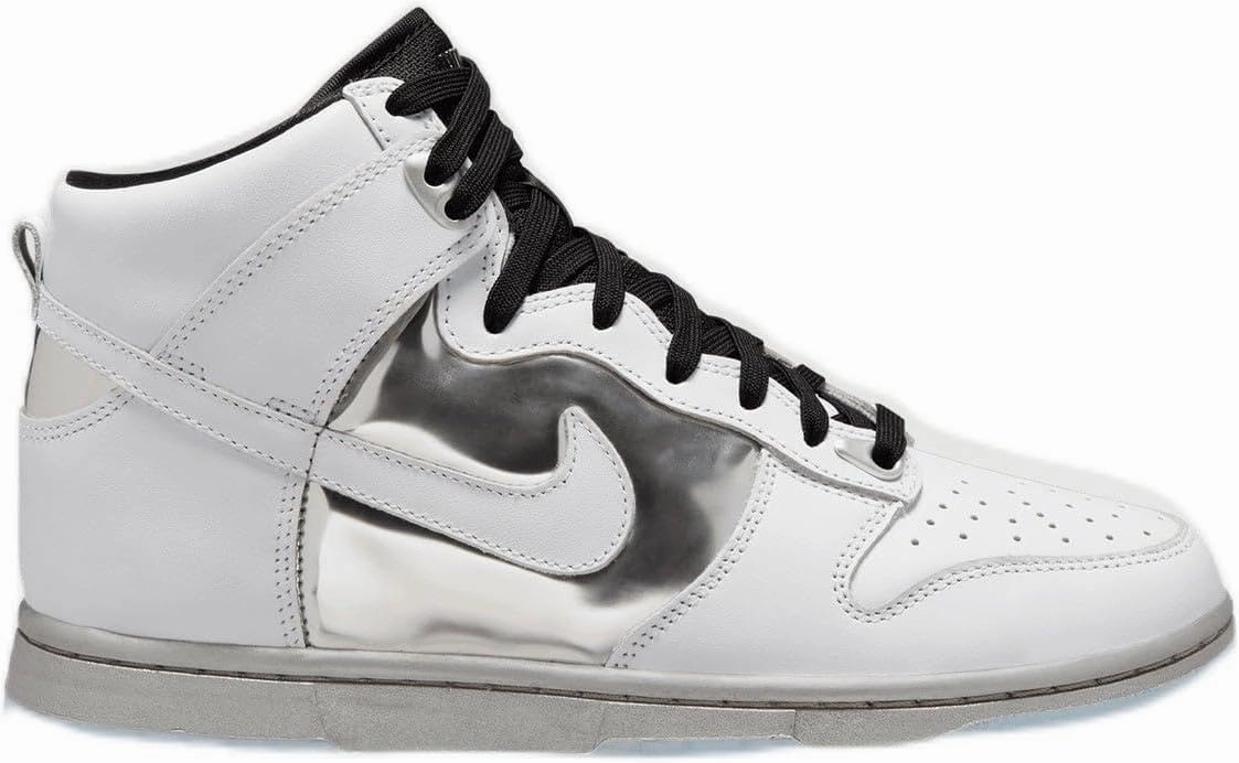 W NIKE DUNK HIGH SE - WHITE/WHITE-METALLIC SILVER-BLACK, 10
