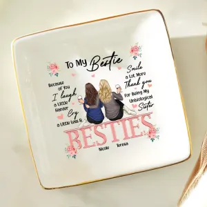 WANDER PRINTS Personalized Ring Dish - Gift For Besties - Besties Because Of You I Laugh A Little Harder Friendship