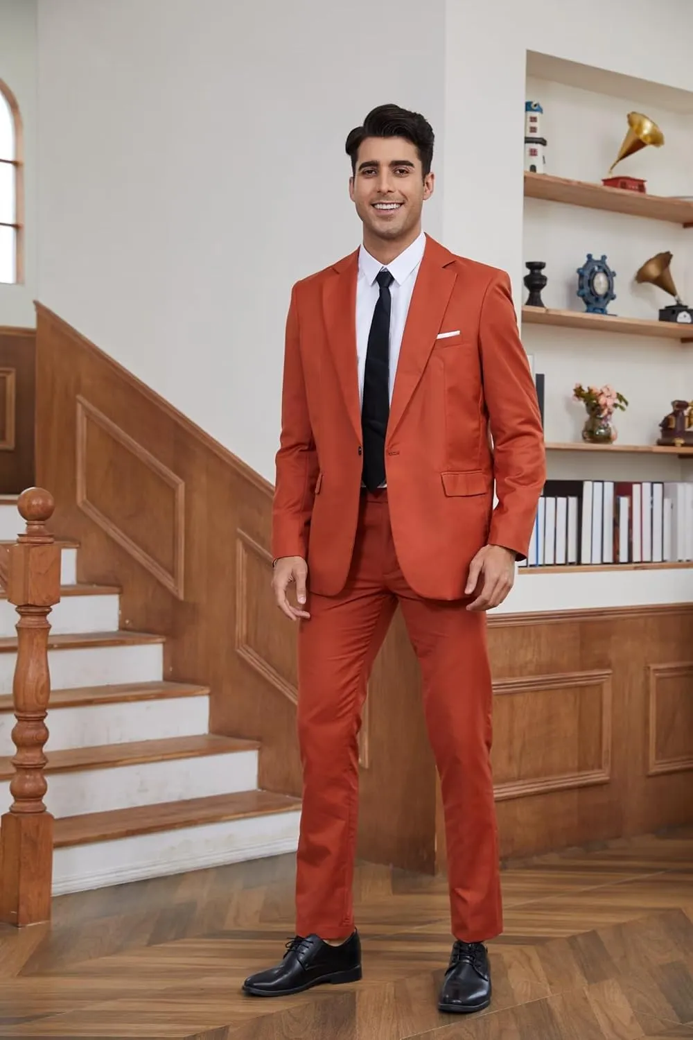 Wangyue 2 Piece Suit Men Slim Fit Suits for Mens One Button Men Suit Slim Fit Wedding Groomsmen Prom Homecoming Suits