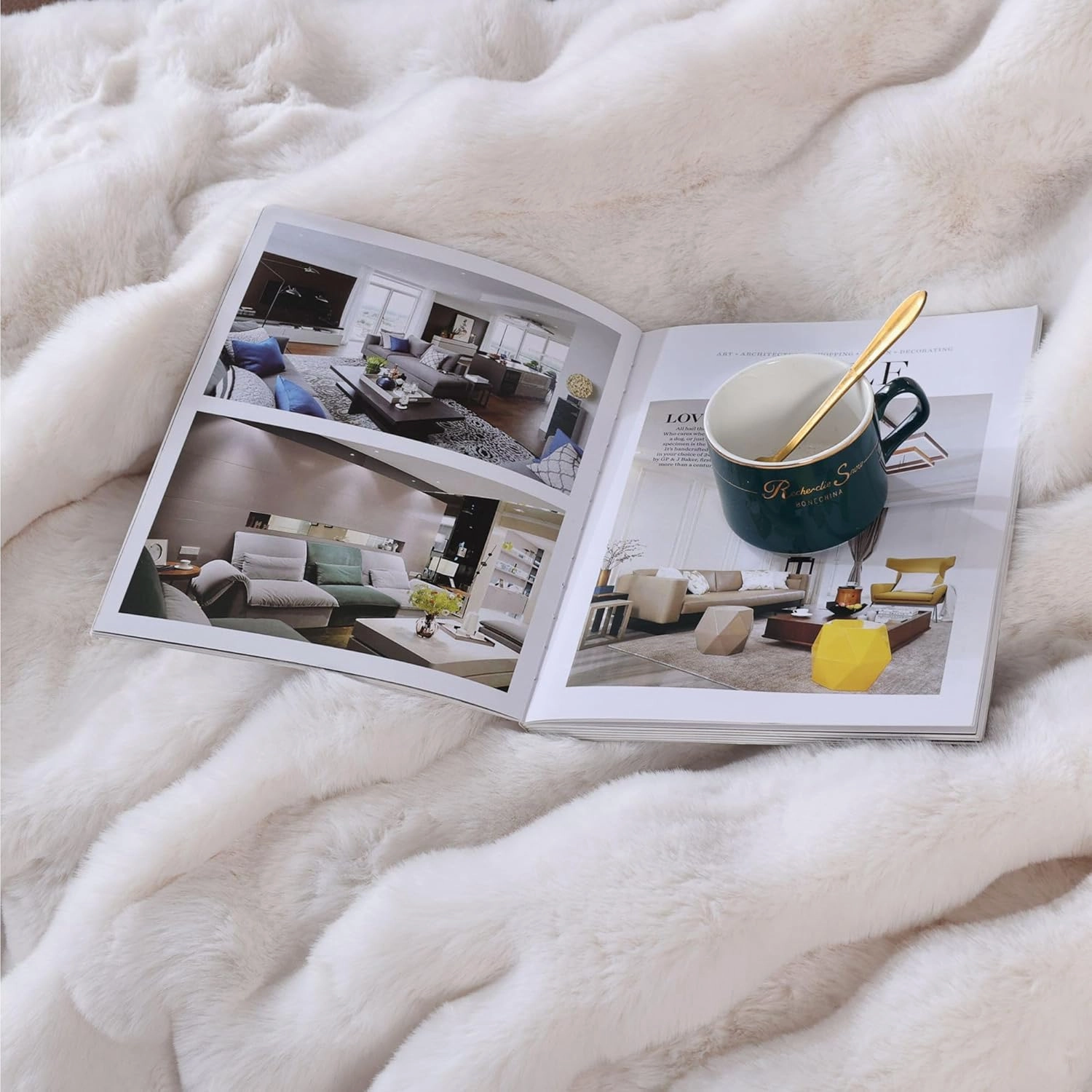 Warm Thick Fuzzy Beige Blanket Couch Faux Fur Bunny 60X80 Throw Blanket for Bed Gift Office Chair Decorative Fleece Blanket Living Room Decor 860 GSM