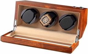 Watch Winder Box for 3 Automatic Watches Natural Solid Wood Quiet Motor Soft Flexible Watch Pillow 5 Rotation Mode Watch Winder for Automatic Watches (Beige)