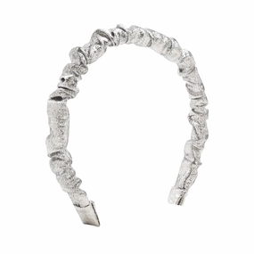 Wee Ones Girls Metallic Lamé Ruffle Headband, Silver