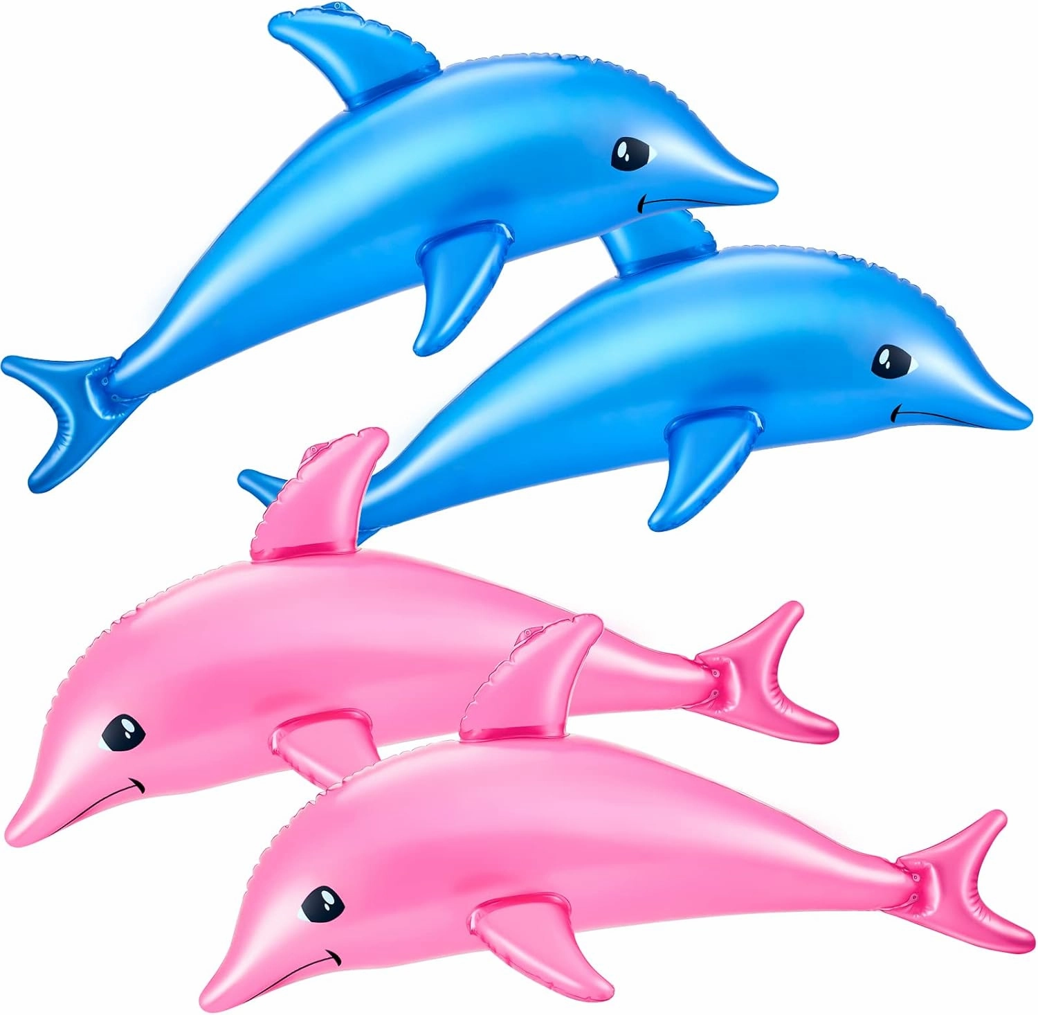 Wettarn 4 Pcs 28.4'' Inflatable Animals Dolphin Inflatable Pool Toy Inflatable Dolphin Toy for Dolphin Party Decorations Summer Pool Supplies Favors Birthday Gifts Poolside Themed Decor, Pink and Blue