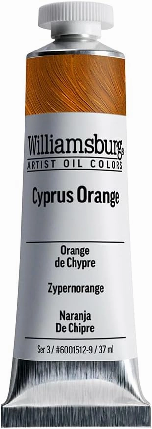 Williamsburg Artist Oil Colors by GOLDEN, Cyprus Orange, 37 ml tube, Professional Oil Paint, Semi-Opaque