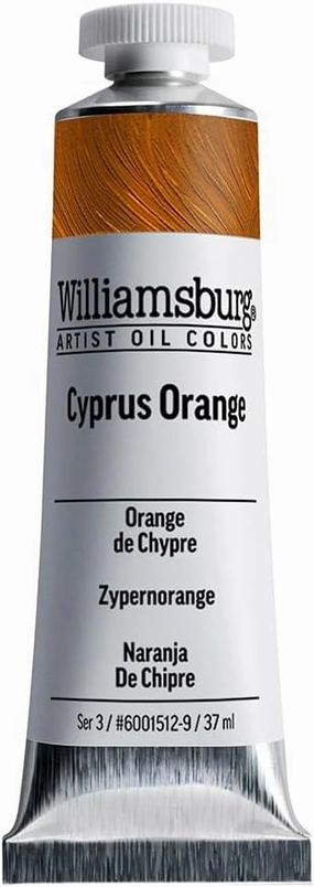 Williamsburg Artist Oil Colors by GOLDEN, Cyprus Orange, 37 ml tube, Professional Oil Paint, Semi-Opaque