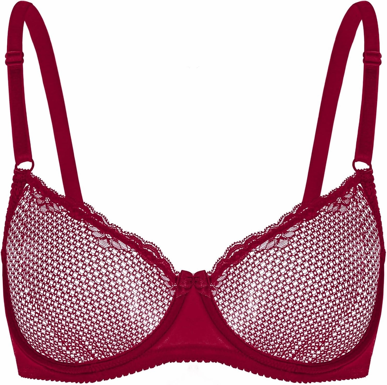 Wingslove Women's See Through Lace Balconette Sexy Unlined Demi Cup Underwire Non-Padded Lingerie